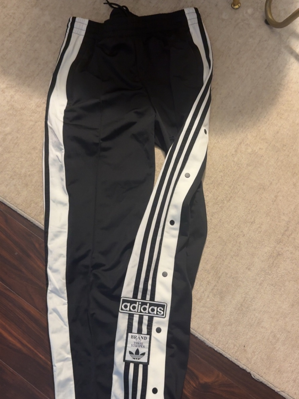 adidas Womens Black and White Snap Track Pants